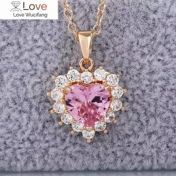 Романтичные ожерелья в форме розового сердца для девушек, эстетичные подвески на шею для женщин, изящные аксессуары, великолепные подарки для подружек невесты 45cm розовый