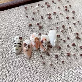 Романтичные ретро-наклейки для ногтей с розами, слайдеры для ногтей, плоские самоклеящиеся украшения для маникюра, салона красоты, дома onesize