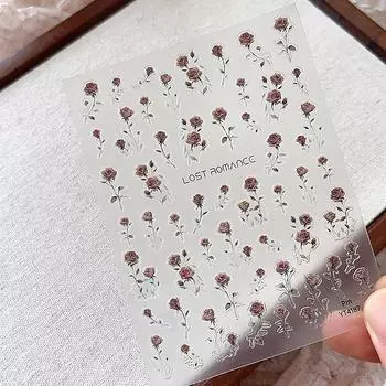 Романтичные ретро-наклейки для ногтей с розами, слайдеры для ногтей, плоские самоклеящиеся украшения для маникюра, салона красоты, дома 12.6*8.3cm