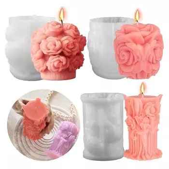 Романтичные розы, свечи, силиконовые формы, цветы, сердца, мыло, гипсовые формы, подарки на День святого Валентина, рельеф, свадебный декор B