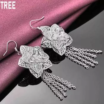 Романтичные серьги-цветы из стерлингового серебра 925 пробы, модные свадебные украшения 8.50*2.70cm