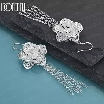 Романтичные серьги-цветы из стерлингового серебра 925 пробы, модные свадебные украшения 8.50*2.70cm