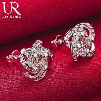 Романтичные серьги для пирсинга из стерлингового серебра 925 пробы с цирконием класса ААА, модные свадебные украшения 1.00*1.00cm