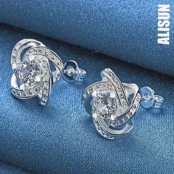 Романтичные серьги для пирсинга из стерлингового серебра 925 пробы с цирконием класса ААА, модные свадебные украшения 1.00*1.00cm