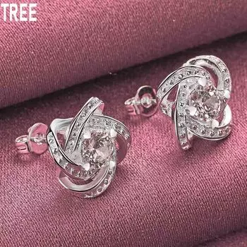 Романтичные серьги для пирсинга из стерлингового серебра 925 пробы с цирконием класса ААА, модные свадебные украшения 1.00*1.00cm