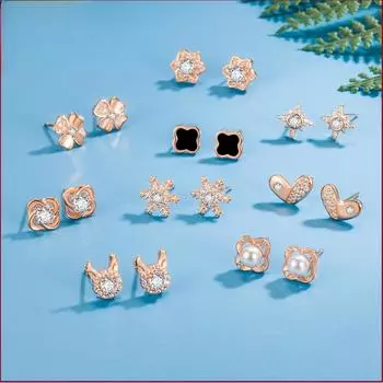 Романтичные серьги-гвоздики из стерлингового серебра One Week, женские высококачественные серьги Mori Temperament