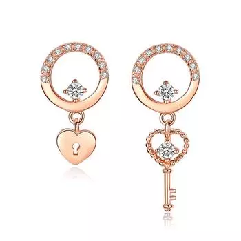 Романтичные серьги-ключи Love, женские асимметричные серьги-ложки в форме сердца, темпераментные серьги в форме сердца для девушек, нишевые украшения для ушей