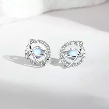 Романтичные серьги-планеты из стерлингового серебра 925 пробы, женские модные серьги Ins Style, серьги с бриллиантами