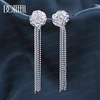 Романтичные серьги-розы из стерлингового серебра 925 пробы, модные свадебные украшения 6.30*1.20cm