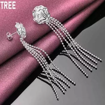 Романтичные серьги-розы из стерлингового серебра 925 пробы, модные свадебные украшения 6.30*1.20cm