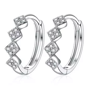 Романтичные серьги с ромбами и цирконами, женские высококачественные украшения для темперамента, геометрические серьги-клипсы с ромбами, простые серьги