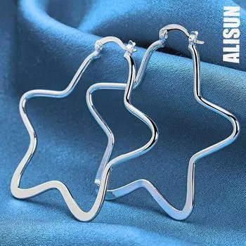 Романтичные серьги-звезды из стерлингового серебра 925 пробы, модные свадебные украшения 52mm