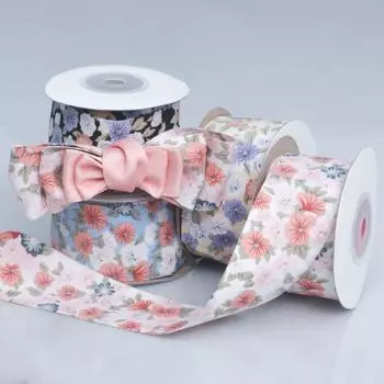 Романтичные весенние и летние маленькие цветочные ленты своими руками, банты для волос, украшения для цветов, шляпы, одежда, декоративные набивные ленты из ткани 4cm*10 yards