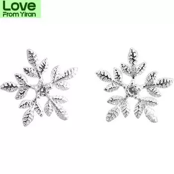 Романтичные вишневые популярные модные новые изысканные серебряные ювелирные изделия 925 пробы серьги-гвоздики в виде снежинки-цветка E207