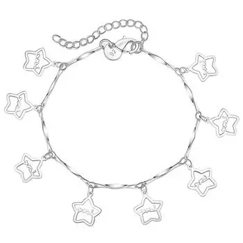 Романтичный браслет со звездой из стерлингового серебра 925 пробы, модные свадебные украшения, аксессуары 20CM