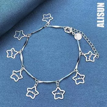 Романтичный браслет со звездой из стерлингового серебра 925 пробы, модные свадебные украшения 20CM