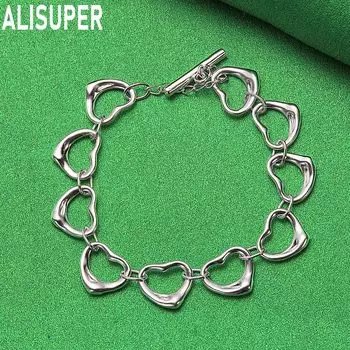 Романтичный браслет в форме сердца из стерлингового серебра 925 пробы, модные свадебные украшения 20CM