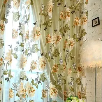 Романтичный цветочный тюль вуаль дверь окно занавеска драпировка панель прозрачный шарф ламбрекен элегантные маленькие свежие цветы занавески товары для дома One size