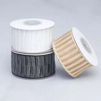 Романтичный и уютный горизонтальный джемпер ручной работы, прозрачная снежная лента, ручная работа, материал для цветочного украшения, подарочная коробка, белая полосатая лента 4cm*10 yards