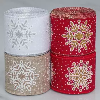 Романтичный и уютный рождественский принт в виде серебряной снежинки, имитация пеньковой ленты, рождественский подарочный пакет, украшения, фон, настенная подвесная лента сверху 6.3cm*10 yards