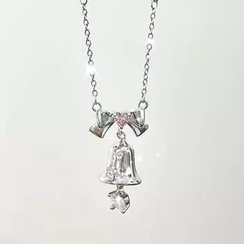 Романтичный модный рождественский колокольчик розовое ожерелье в форме сердца для женщин высокого класса темпераментный рождественский подарок для девушки