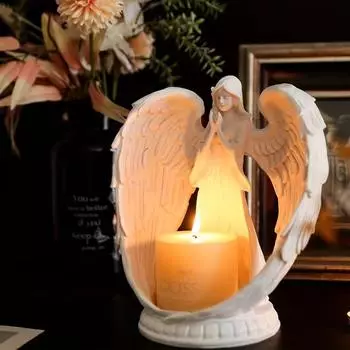 Романтичный молитвенный подсвечник в виде ангела в европейском стиле из смолы, статуэтка ангела для домашнего декора S