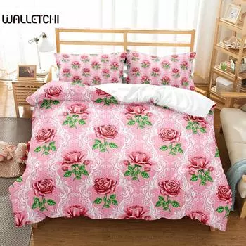 Романтичный пододеяльник с розами Twin Queen Floral Set Beds Microfiber Blossom Flowers Quilt Cover For Valentine s Wedding Decor EU single(135x200cm)