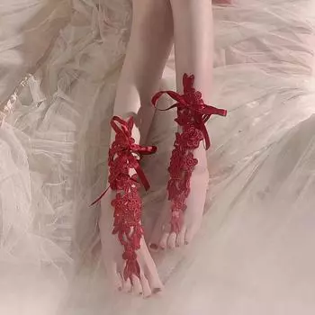 Романтичный полый браслет на щиколотку, черное кружево, чистое желание, ветер, сексуальный браслет на щиколотку, частный дом, стрельба, ноги, любовь, аксессуары кармин
