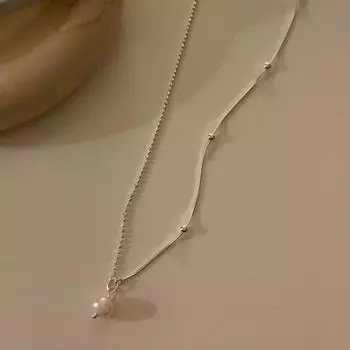 Романтичный яркий цвет асимметричная цепочка маленькая жемчужина ожерелье женский воротник цепочка французский стиль