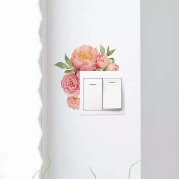 Романтичный розовый листок розы переключатель прикрепленный украшение дома настенная наклейка 14.5*14.5CM/fun-kg40