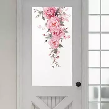 Романтичный розовый розовый зеленый завод спальня гостевой вход украшение дома настенная наклейка 40*60CM/fun-e12