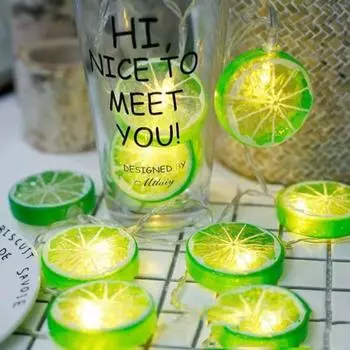 Романтичный светодиодный светильник в виде лимонной гирлянды, подвесной светильник для домашнего декора, ночник для свадьбы 1.5m-Battery зелёный