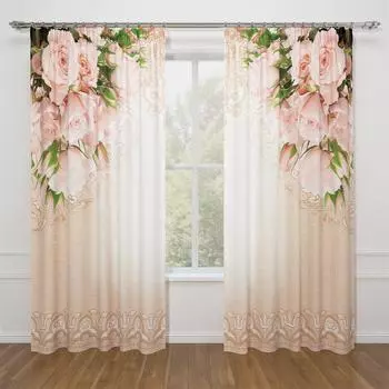 Романтичный весенний свадебный розовый красный цветок современный 2 шт. Бесплатная доставкатонкая оконная штора для спальни гостиной домашнего декора 100W130H(CM)40x51in&Rod Pocket
