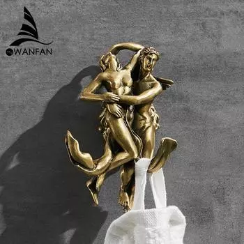 Романтичный золотой крючок для полотенец в ванной комнате, латунный крючок для пальто и одежды, классический прочный настенный крючок для ванной комнаты MB-0812B серебряный