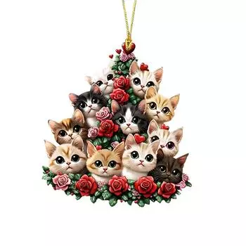 Романтика Милые кошки и собаки Дизайны Прочное акриловое подвесное украшение Портативный аксессуар для пар и любителей домашних животных 1