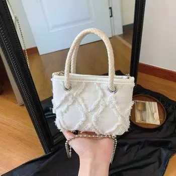 Ромб джинсовая летняя новая персонализированная модная большая вместимость сумка через плечо мини мессенджер маленькая квадратная сумка бежевый