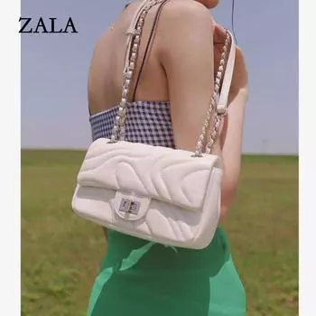 Ромбовидная цепочка Xiaoxiangfeng вышитая нитью сумка женская текстурная цепочка сумка летняя застежка трендовая женская сумка через плечо белый