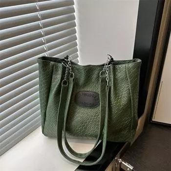 Ромбовидная фактурная сумка через плечо большой емкости, модная популярная сумка-тоут, универсальная фактурная сумка-ведро для поездок на работу чёрный