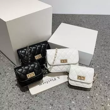 Ромбовидная однотонная цепочка маленькая квадратная сумка модная наплечная сумка простая иностранная женская сумка-мессенджер