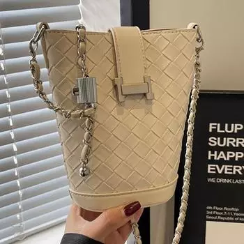 Ромбовидная персонализированная тканая маленькая сумка женская сумка для мобильного телефона повседневная сумка-мессенджер с цепочкой в иностранном стиле серебряный