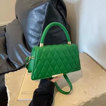 Ромбовидная ретро-сумка для женщин 2024 года, новая модная портативная маленькая квадратная сумка корейской версии, универсальная темпераментная сумка через плечо чёрный