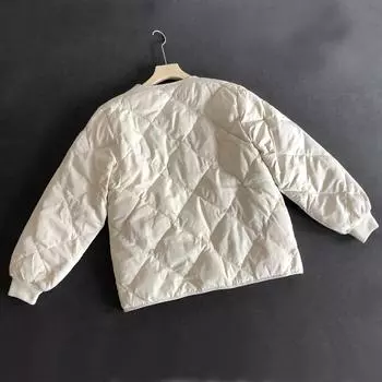 Ромбовидная сетка с коротким подгибом женская пуховик свободный прямой однобортный пиджак манжета нить S белый