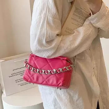 Ромбовидная толстая цепная сумка женская летняя 2024 года новая трендовая текстура модная универсальная сумка через плечо сумка-мессенджер знаменитостей в Интернете белый