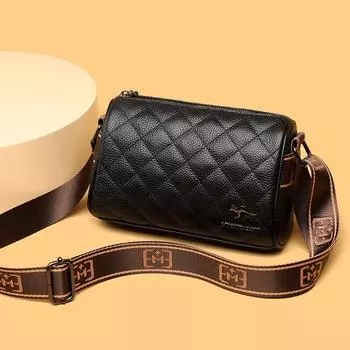 Ромбовидная вышивка нитью кожаная женская сумка первый слой коровья кожа подушка сумка текстура плечо сумка через плечо хаки