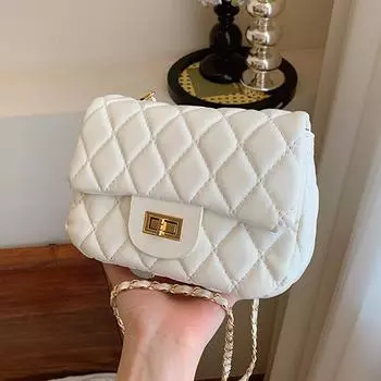 Ромбовидная вышивка нитью модный замок цепочка маленькая женская сумка весенняя универсальная иностранный стиль маленькая квадратная женская сумка красный