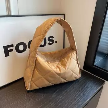 Ромбовидная вышивка нитью осень и зима новая однотонная сумка через плечо в иностранном стиле женская сумка через подмышку 2024 года корейской версии