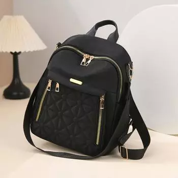 Ромбовидный клетчатый рюкзак из искусственной кожи, однотонный ретро-рюкзак, симпатичная однотонная сумка на плечо для активного отдыха чёрный