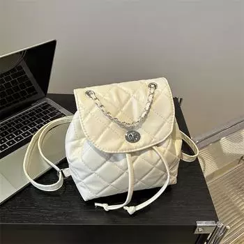 Ромбовидный рюкзак для женщин, модный летний высококачественный дизайн, сумка-цепочка, маленький женский рюкзак серебряный