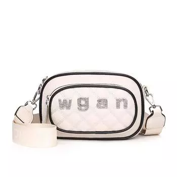 Ромбус Xiaoxiangfeng женская мода широкий плечевой ремень трехслойная вышитая мягкая кожа маленькая квадратная сумка женская сумка-мессенджер белый