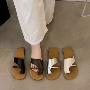 Rome Style Women Slipper Fashion Clip Toe Soft Flat Heel Ladies Outdoor Beach Vaction Slides Flip Flop Summer Shoes 35